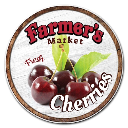 Signmission Farmers Market Cherries Circle Vinyl Laminated Decal, D-48-CIR-Cherries D-48-CIR-Cherries